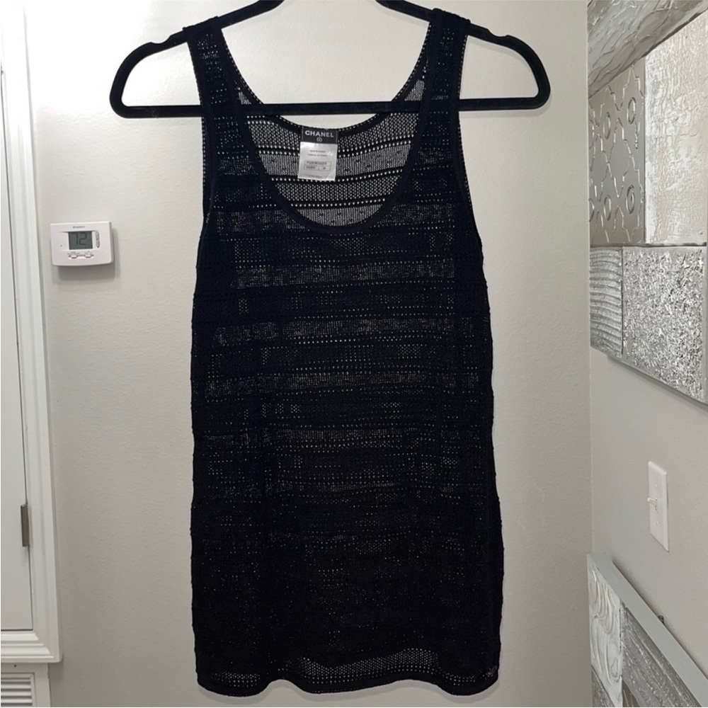 CHANEL Elegant Black Knit Blouse
